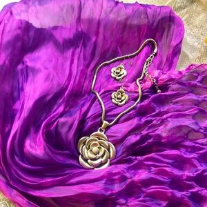 Beautiful silver rose with earrings from WHBM